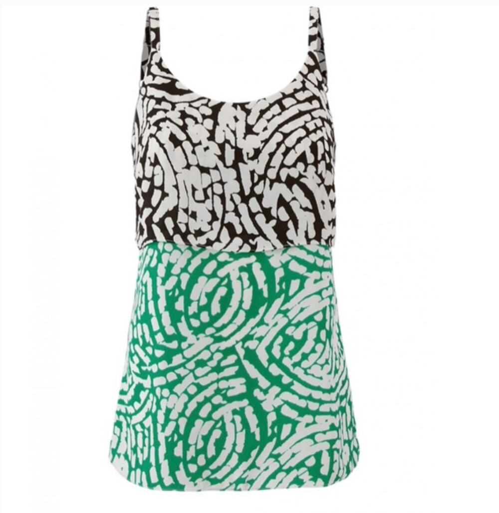 CAbi Size M Hobnob Cami Tank Top 5732 Layered Green Black White